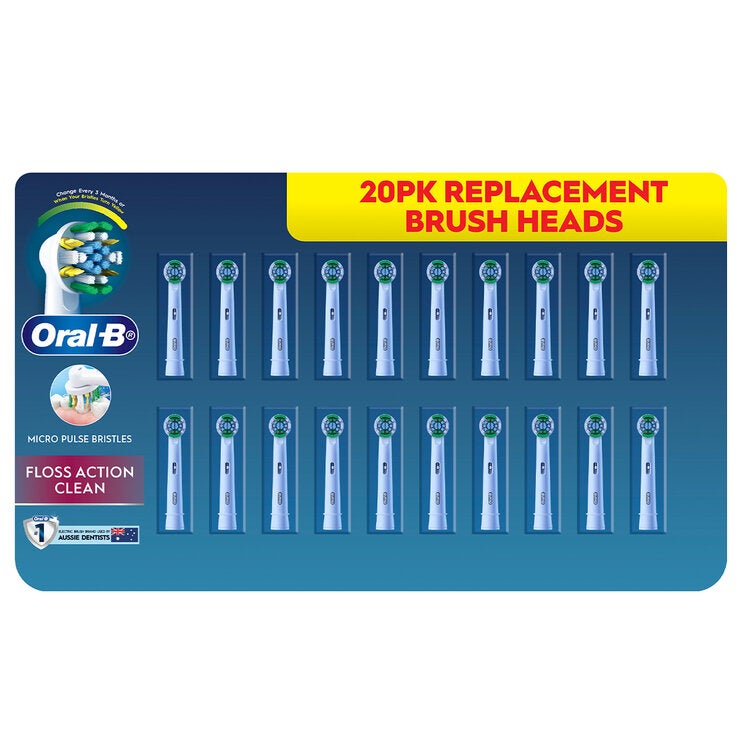 Oral-B Floss Action Clean Electric Toothbrush Refills 20 pack