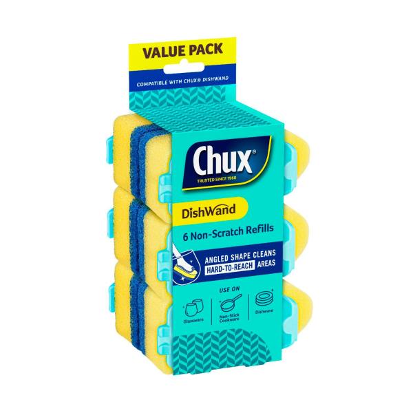 CHUX NON-SCRATCH DISHWAND REFILLS VALUE 6PK