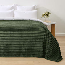 Plush Ribbed Blanket - Double/Queen Bed, Forest