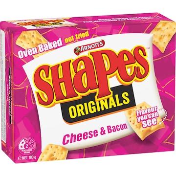 Arnott's Shapes Cheese & Bacon Cracker Biscuits 180g