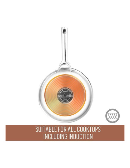 Per Vita Copper Base Stainless Steel Induction Open French Skillet 28cm
