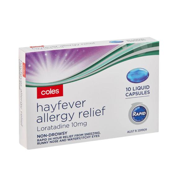 COLES HAYFEVER ALLERGY RELIEF LORATADINE 10MG TABLETS 10PK