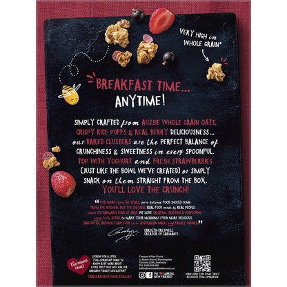 Carman's Clusters Aussie Oat Crunchy Berry Crunch 450g