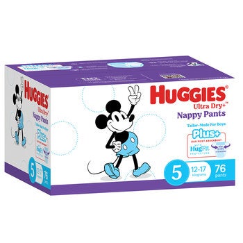 Huggies Boys' Ultra Dry Nappy Pants Plus Size 5 Walker (12-17kg) 76 Nappies