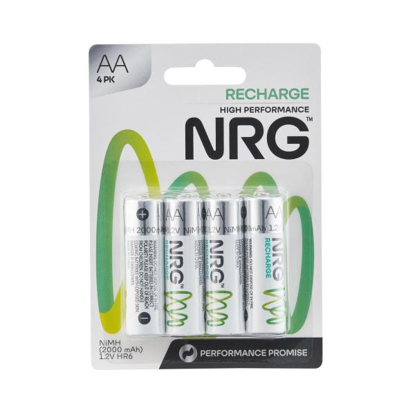 NRG RECHARGEABLE BATTERY AA:4 PACK