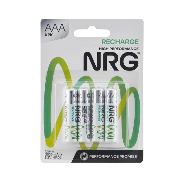 NRG RECHARGE BATTERY AAA:4 PACK