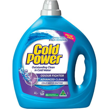Cold Power Advanced Clean Odour Fighter Laundry Liquid Detergent 4L