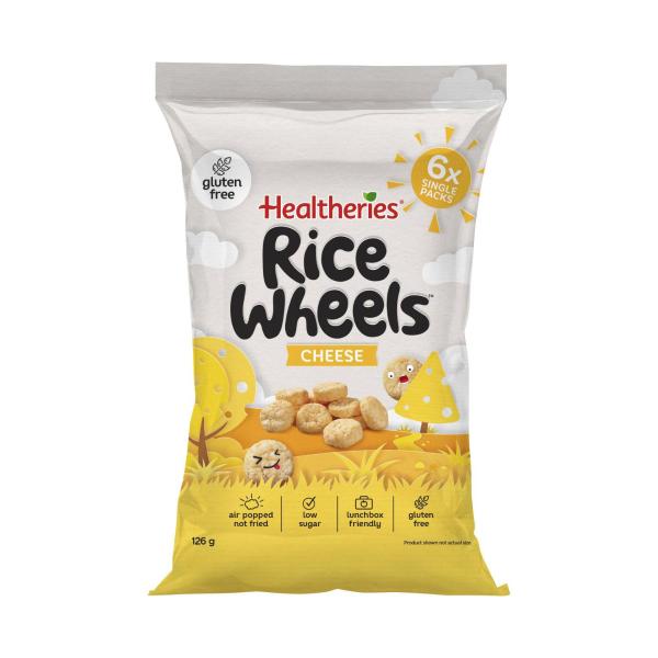 HEALTHERIES RICE WHEELS CHEESE MULTIPACK GLUTEN FREE LUNCHBOX SNACKS 6X21G 126G