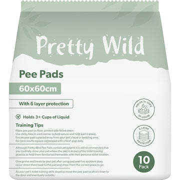 Pretty Wild Pee Pads 60cm x 60cm For Pets 10 pack
