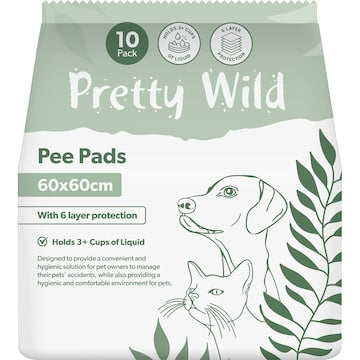 Pretty Wild Pee Pads 60cm x 60cm For Pets 10 pack
