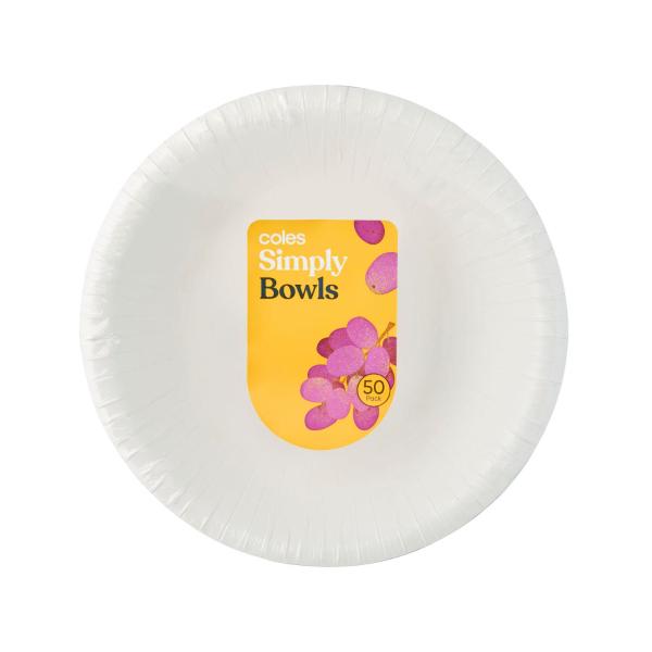 COLES SIMPLY PAPER BOWLS 50PACK