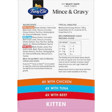 Fussy Cat Grain Free Meaty Mince & Chicken Gravy Kitten Wet Food 80g x 12 pack