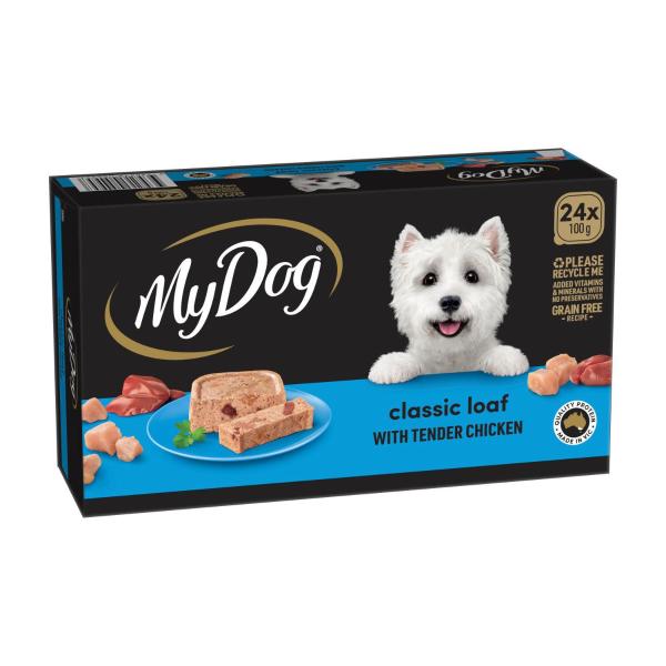 Adult Wet Dog Food Classic Loaf With Tender Chicken 24x100g Trays