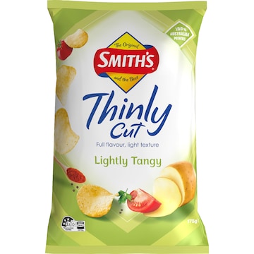 Smith's Thinly Cut Potato Chips Share Pack Lightly Tangy 175g