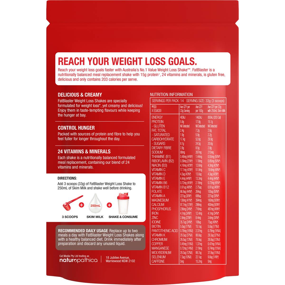 Fat Blaster Weight Loss Shake Chocolate 465g