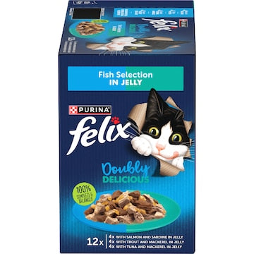 Felix Doubly Delicious Fish Selection Wet Cat Food 85g x 12 pack