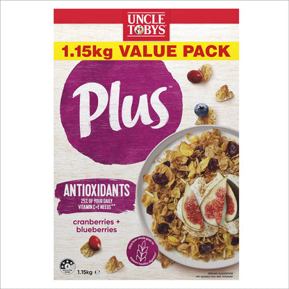 Uncle Tobys Plus Cereal Cranberries & Blueberries 1.15kg