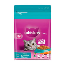 WHISKAS SENIOR 7+ YEARS DRY CAT FOOD TUNA & SARDINE FLAVOURS 800G