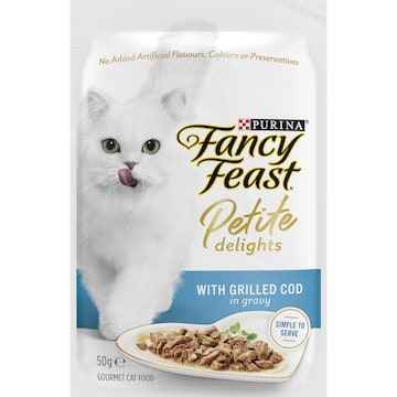 Fancy Feast Petite Delights With Grilled Cod Gourmet Wet Cat Food Pouch 50g