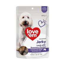 LOVE 'EM GRAIN FREE DOG TREAT LAMB JERKY WITH ROSEMARY FLAVOUR 200 GRAM