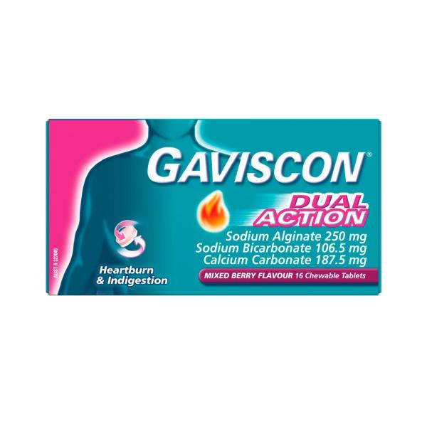 GAVISCON DUAL ACTION TABLETS MIXED BERRY 16PK