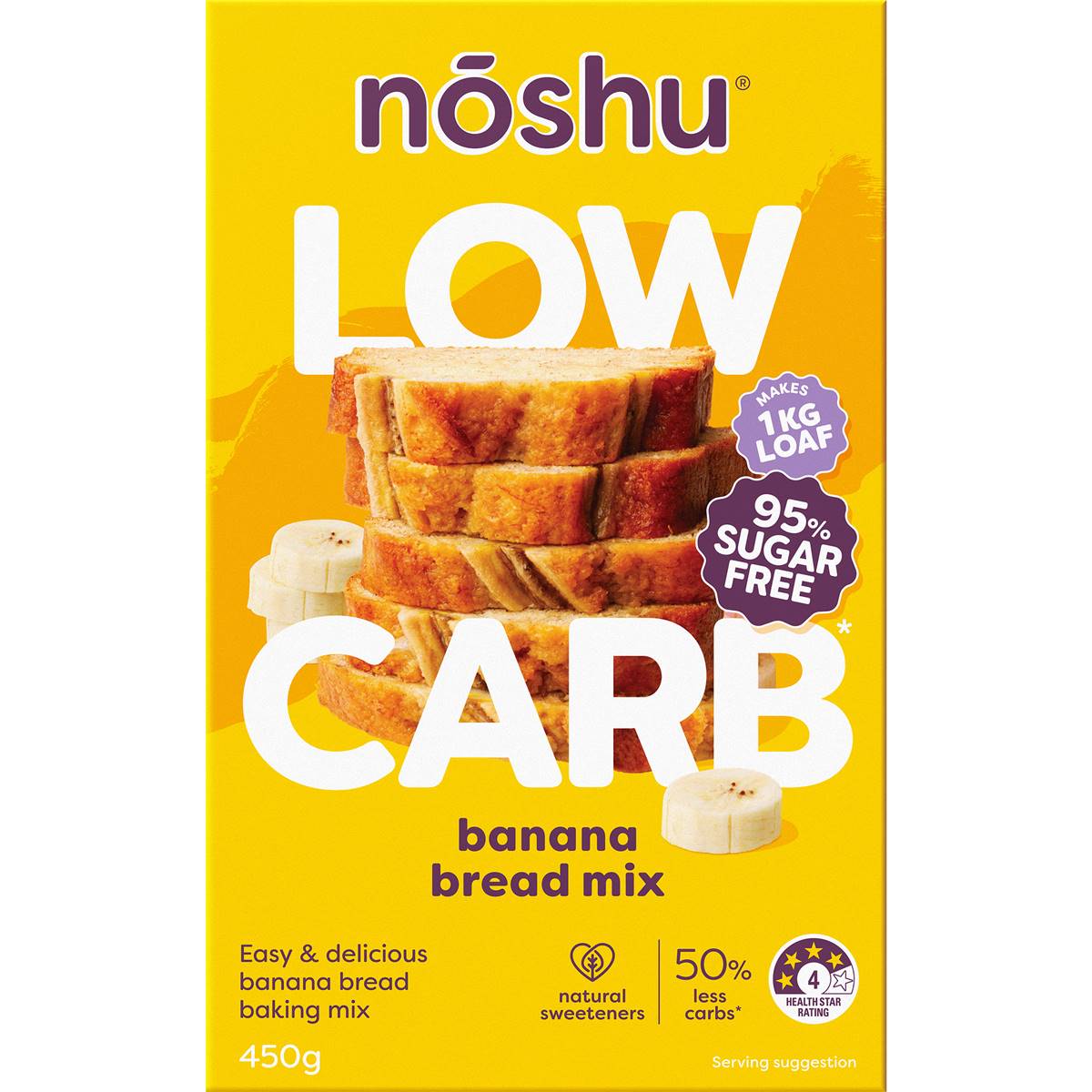 Noshu 95% Sugar Free Banana Bread Mix 450g