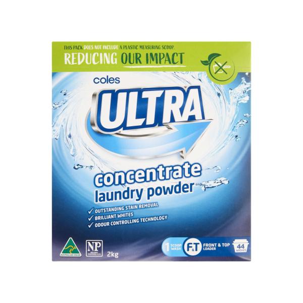 COLES ULTRA LAUNDRY POWDER CONCENTRATE TOP&FRONT LOADER 2 KG