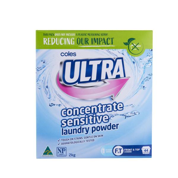 COLES ULTRA LAUNDRY POWDER CONCENTRATE SENSITIVE 2KG