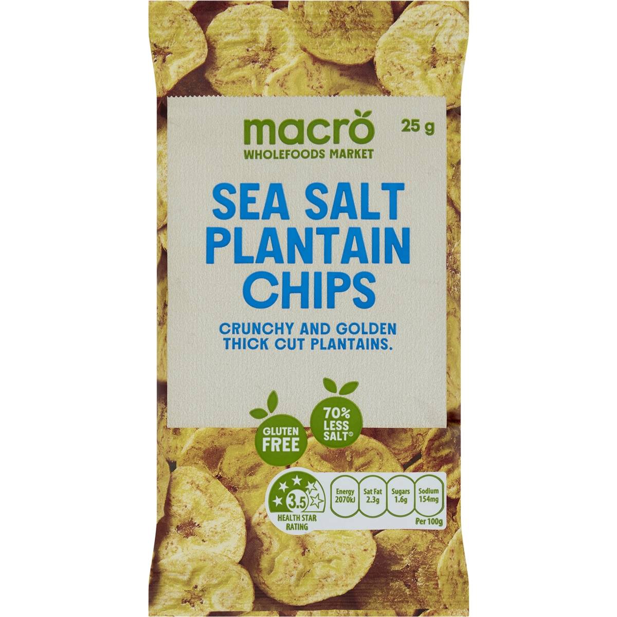 Macro Wholefoods Market Sea Salt Plantain Chips 25g