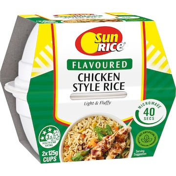 Sunrice Microwave Chicken Style Flavoured Rice Cups 2x125g 250g