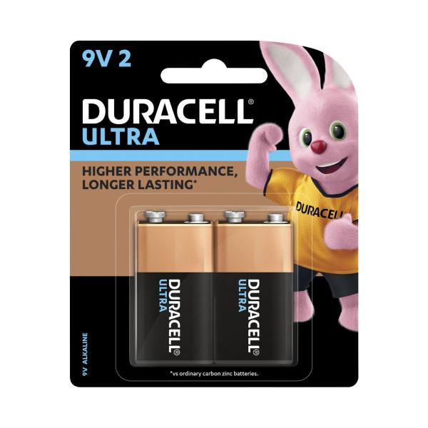 DURACELL ULTRA 9V ALKALINE BATTERIES 2 PACK