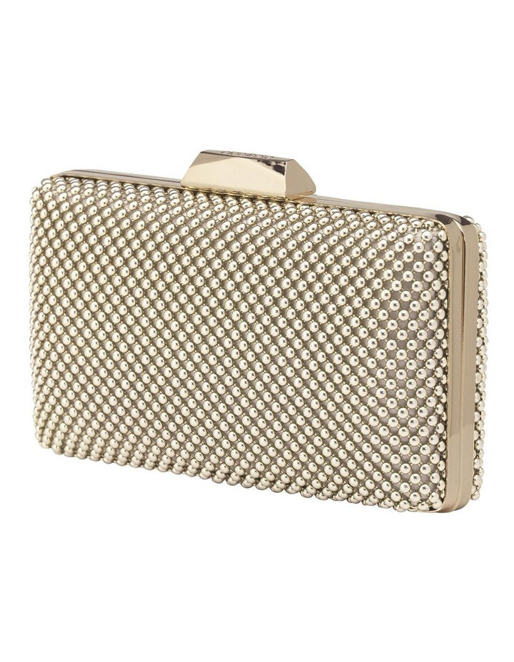 Natasha Ball Mesh Clutch in Gold