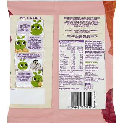 Macro Organic Chickpea Stars Carrot & Raspberry 30g