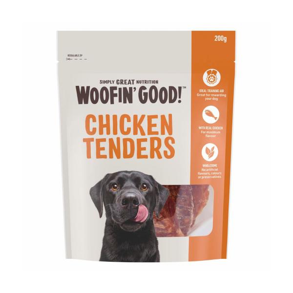WOOFIN' GOOD CHICKEN TENDERS DOG TREAT 200G