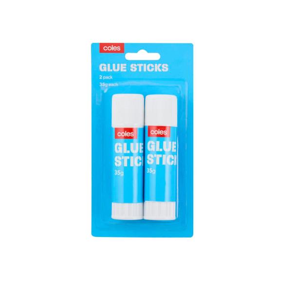 COLES GLUE STICK 35G 2 PACK