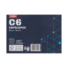 COLES ENVELOPES C6 50 PACK
