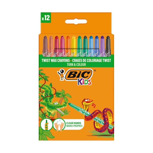 BIC KIDS TURN & COLOUR CRAYONS 12 PACK