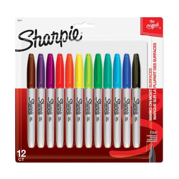 SHARPIE MARKERS FINE TIP ASSORTED 12PK