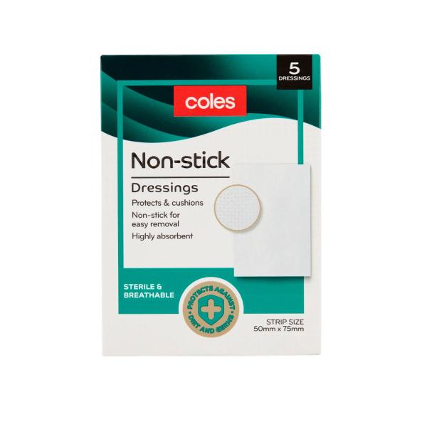 COLES NON STICK DRESSINGS 7.5CM 5PK