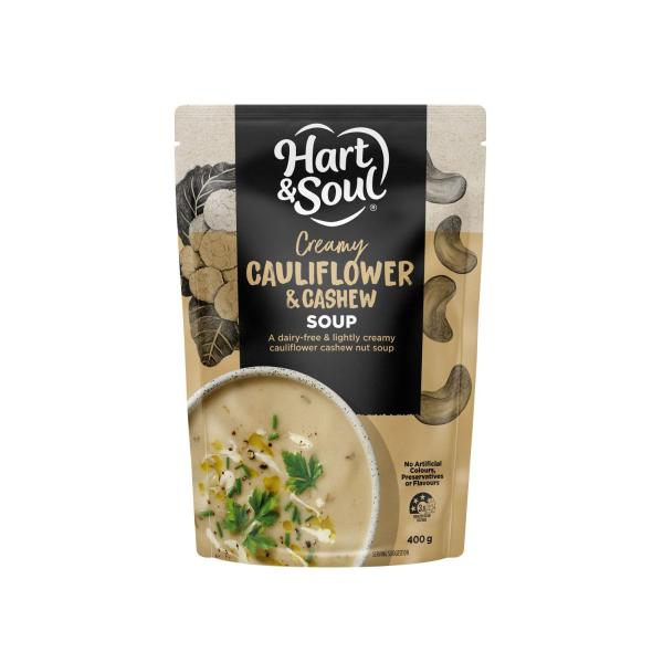 HART & SOUL CAULIFLOWER & CASHEW SOUP POUCH 400G