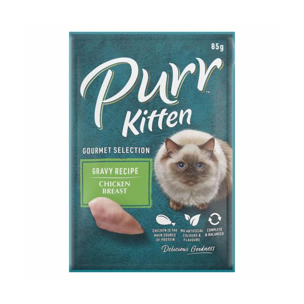PURR CAT FOOD KITTEN CHICKEN SELECTION 12X85G