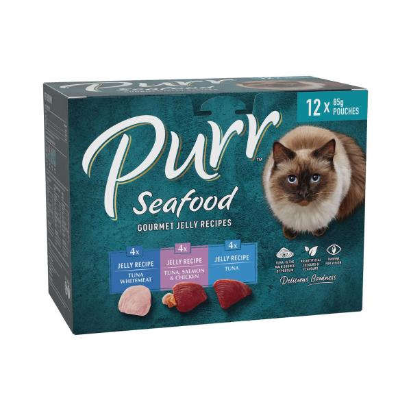 PURR CAT FOOD SEAFOOD JELLY SELECTION 12X85G