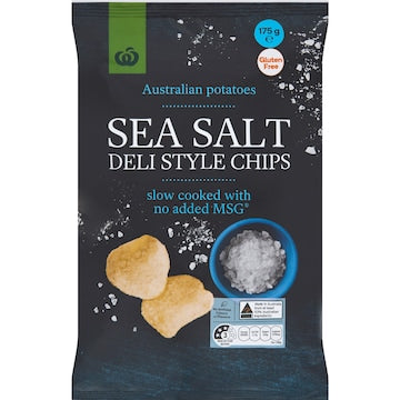 Woolworths Sea Salt Deli Style Potato Chips 175g