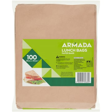 Armada Brown Paper Lunch Bags 100 pack