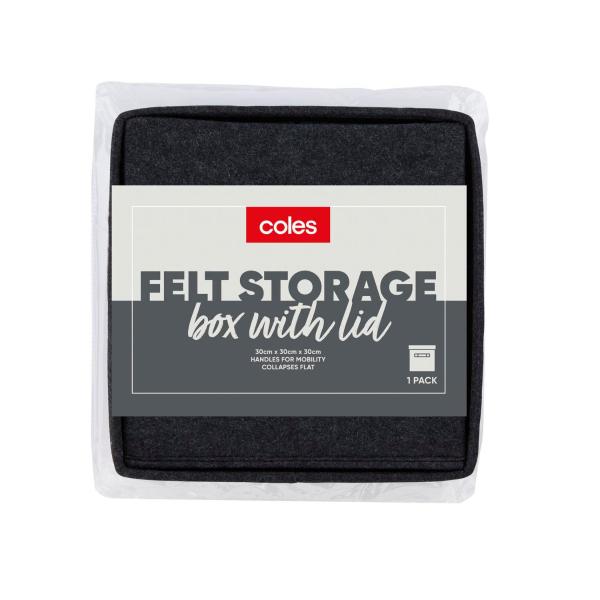 COLES FELT STORAGE BOX WITH LID