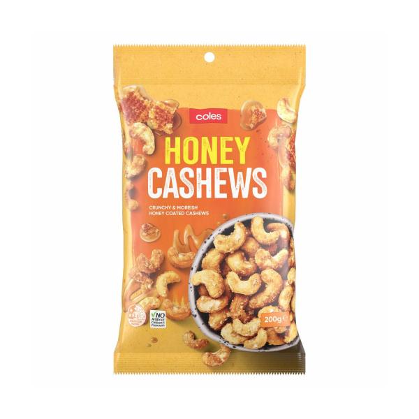 COLES HONEY CASHEWS 200G