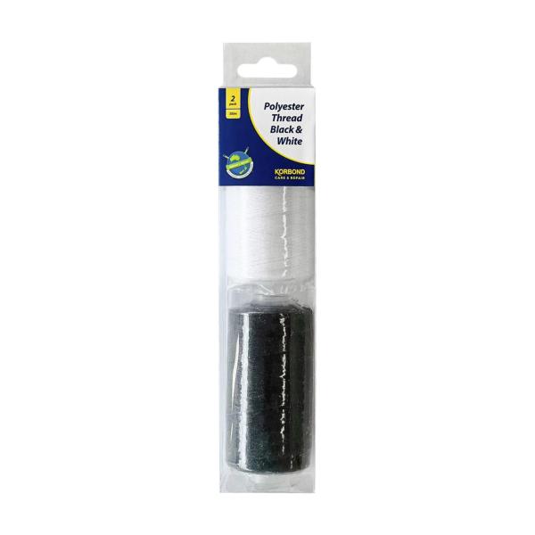 KORBOND POLYESTER THREAD BLACK & WHITE