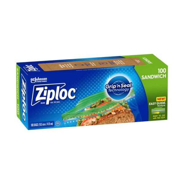 ZIPLOC RESEALABLE SANDWICH BAGS 100 PACK