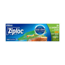 ZIPLOC SANDWICH BAGS XL RESEALABLE FOOD STORAGE 30 PACK