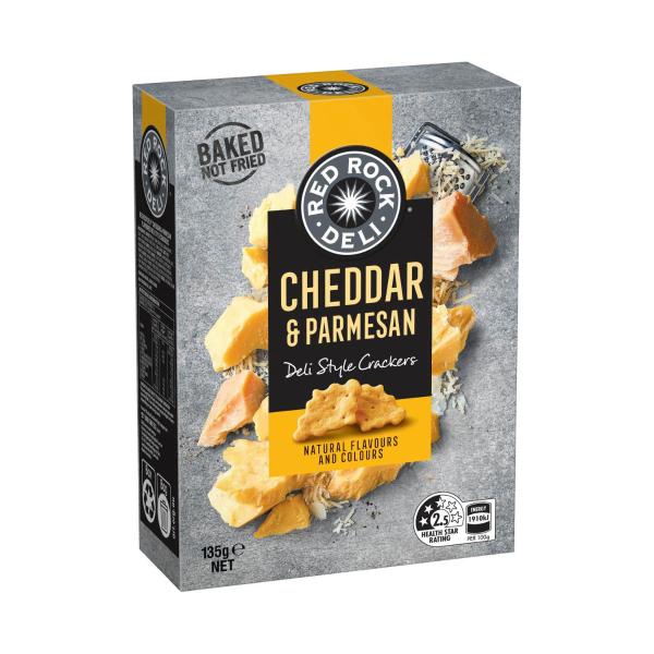 RED ROCK DELI CHEDDAR & PARMESAN STYLE CRACKERS SHARE PACK:.:135 GRAM